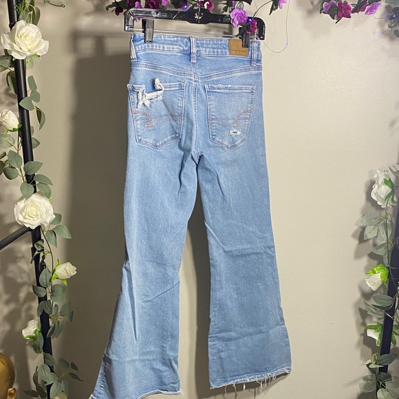 American Eagle Outfitters Distressed Light Blue Wide Leg Jeans - Picture 2 of 3